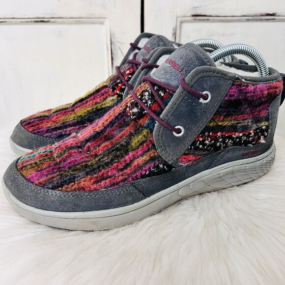 Merrell Pechora Woven Cozy Mid Boots Gray & Colorful - Womens Size 8 Boho - Picture 1 of 8